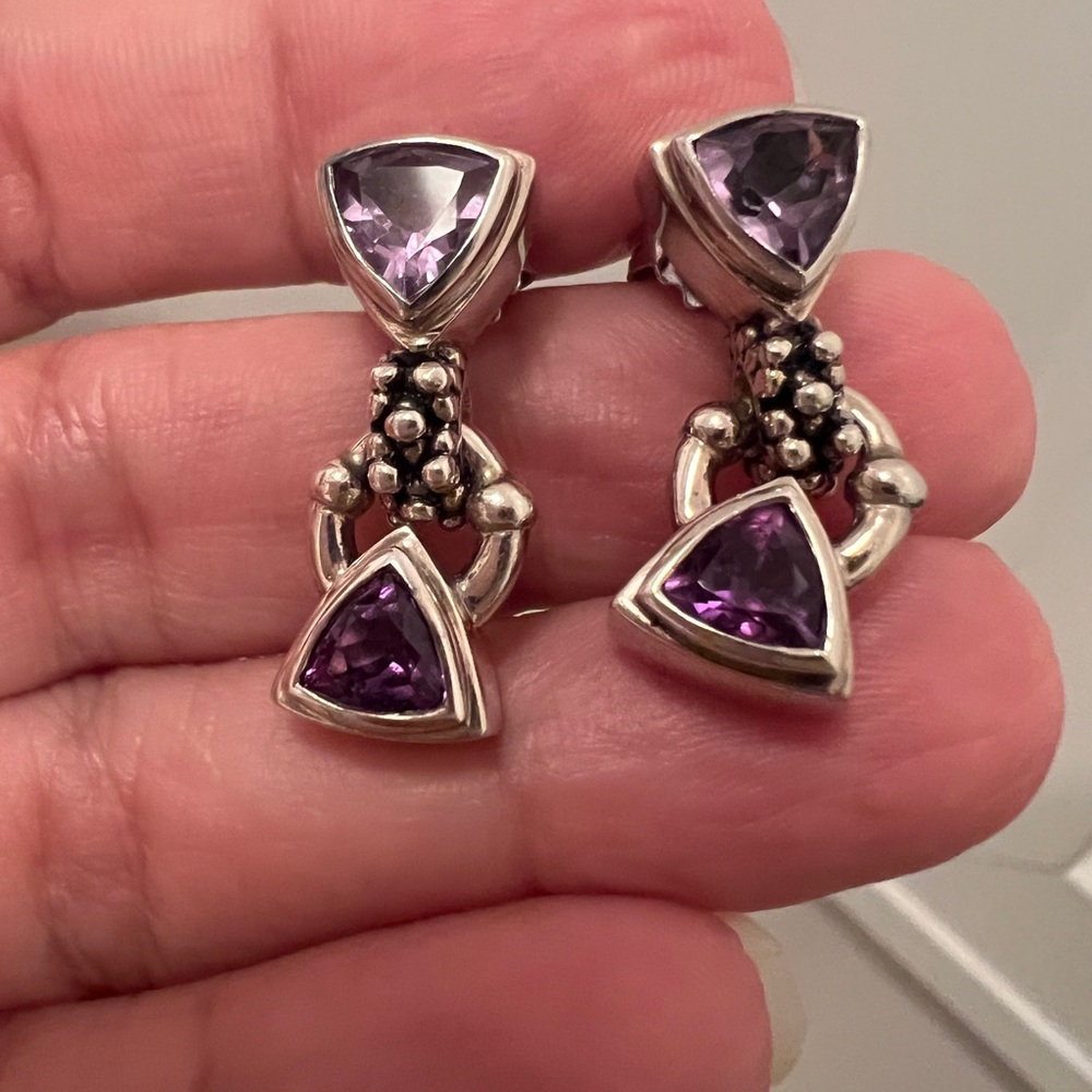 michael dawkins sterling Silver amethyst Earrings - Picture 3 of 10